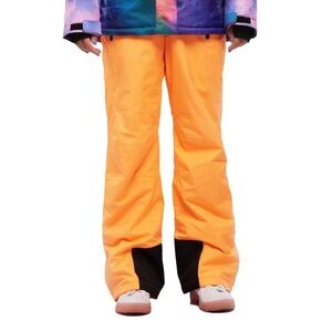 MOUS ONE Waterproof Snow Pants Detachable Elastic Suspenders Bright Oran…
